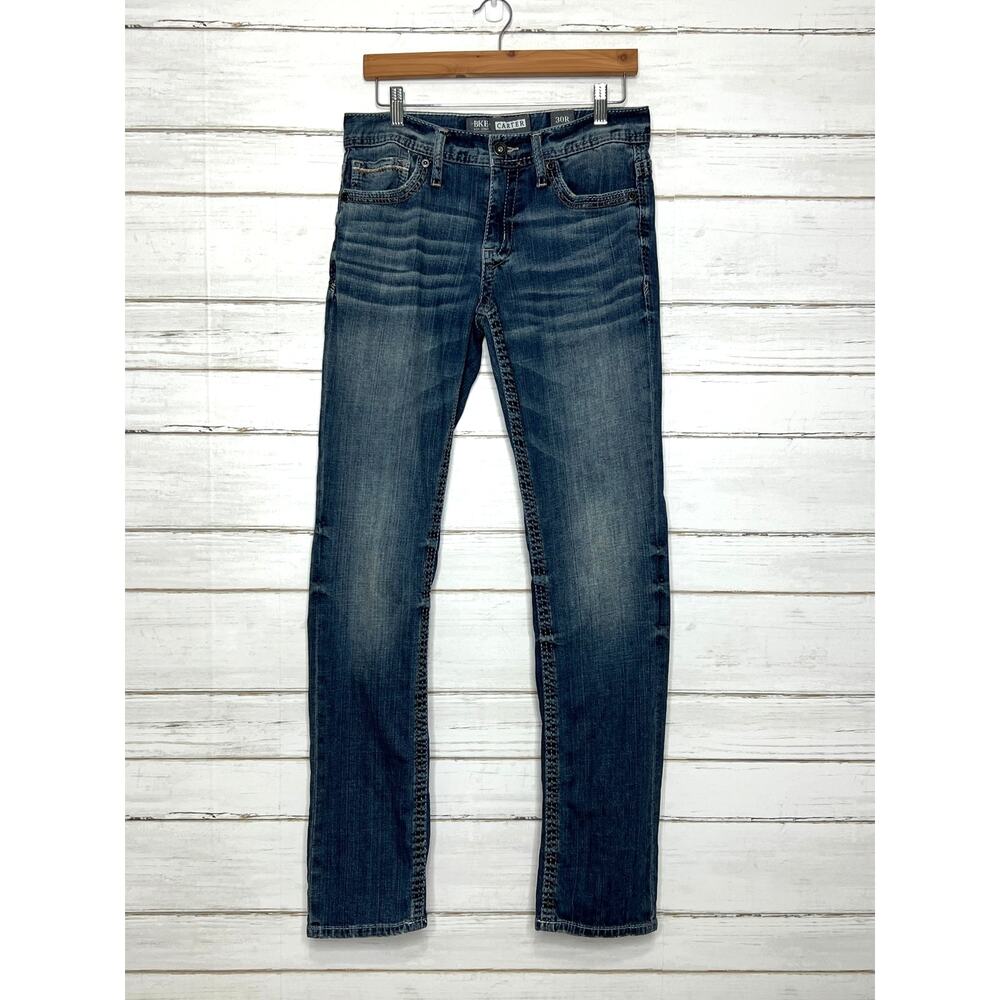 BKE Carter Straight Leg Jeans Womens 30R Medium Wash Stretch Denim Low Rise